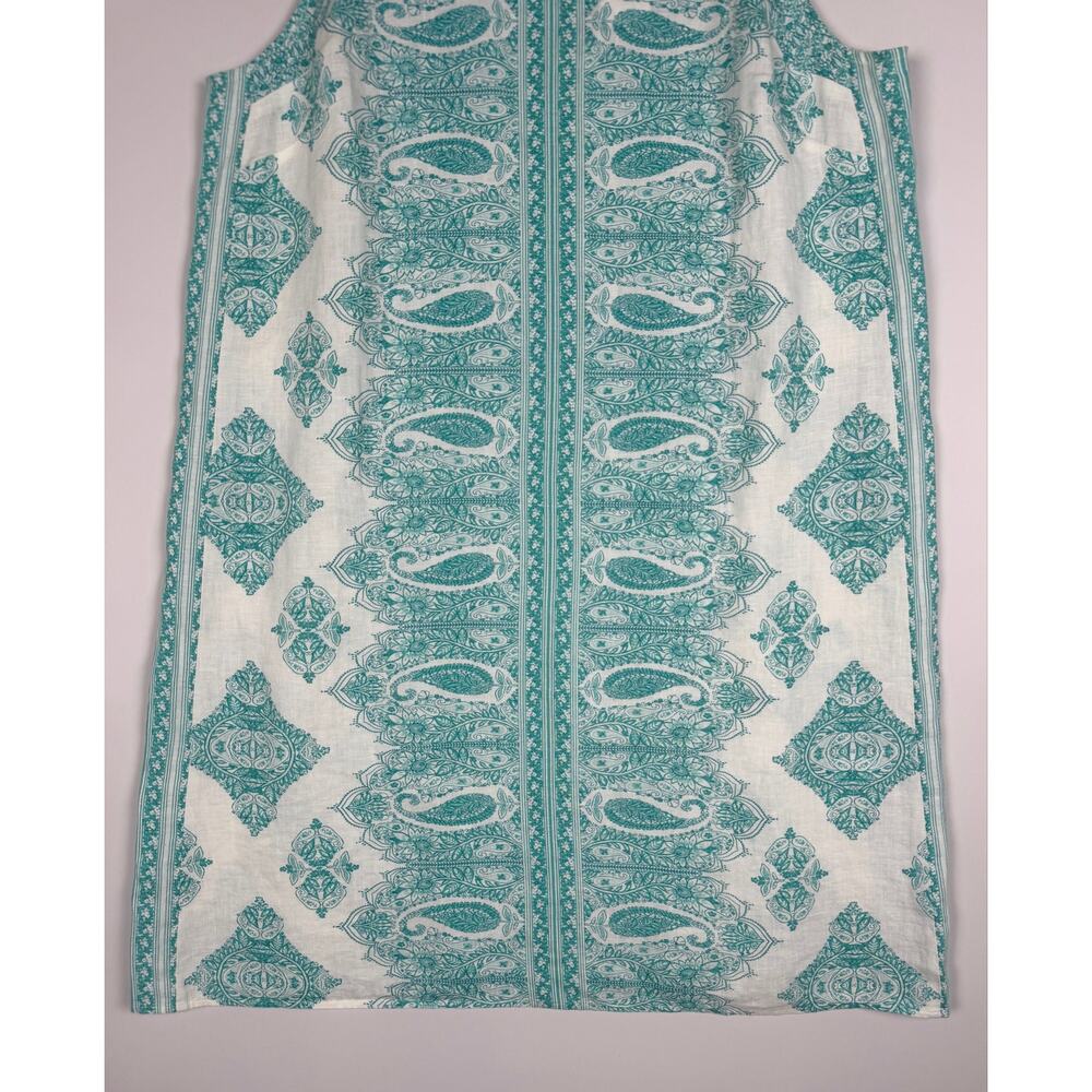 J. Jill Love Linen Aqua Paisley Dress Large Beachy Resortwear Boho Chic NWT - Picture 4 of 11